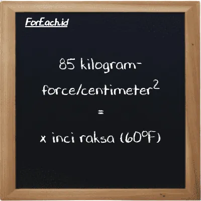 Contoh konversi kilogram-force/centimeter<sup>2</sup> ke inci raksa (60<sup>o</sup>F) (kgf/cm<sup>2</sup> ke inHg)